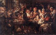 JORDAENS, Jacob The Bean King f oil on canvas